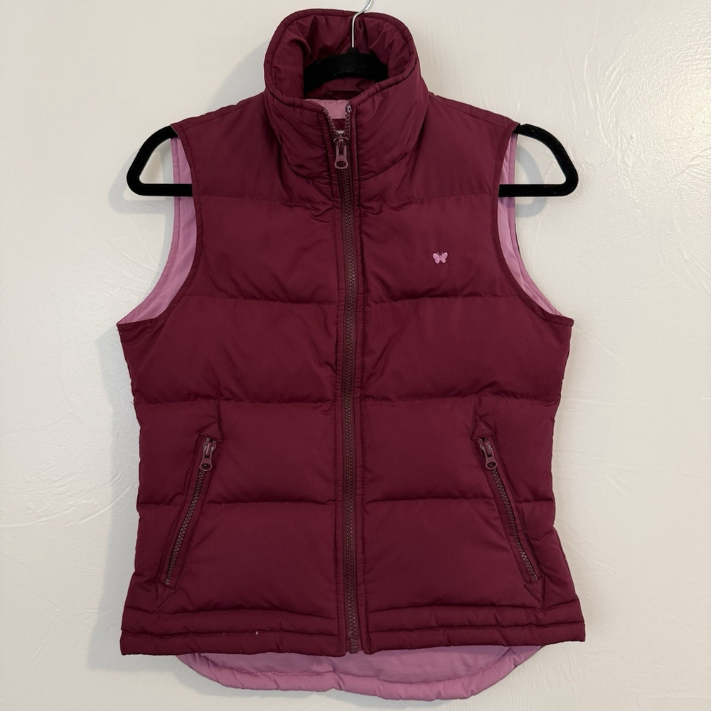 Y2K Aeropostale Down Filled Puffer Vest Burgundy & Pink Size Small